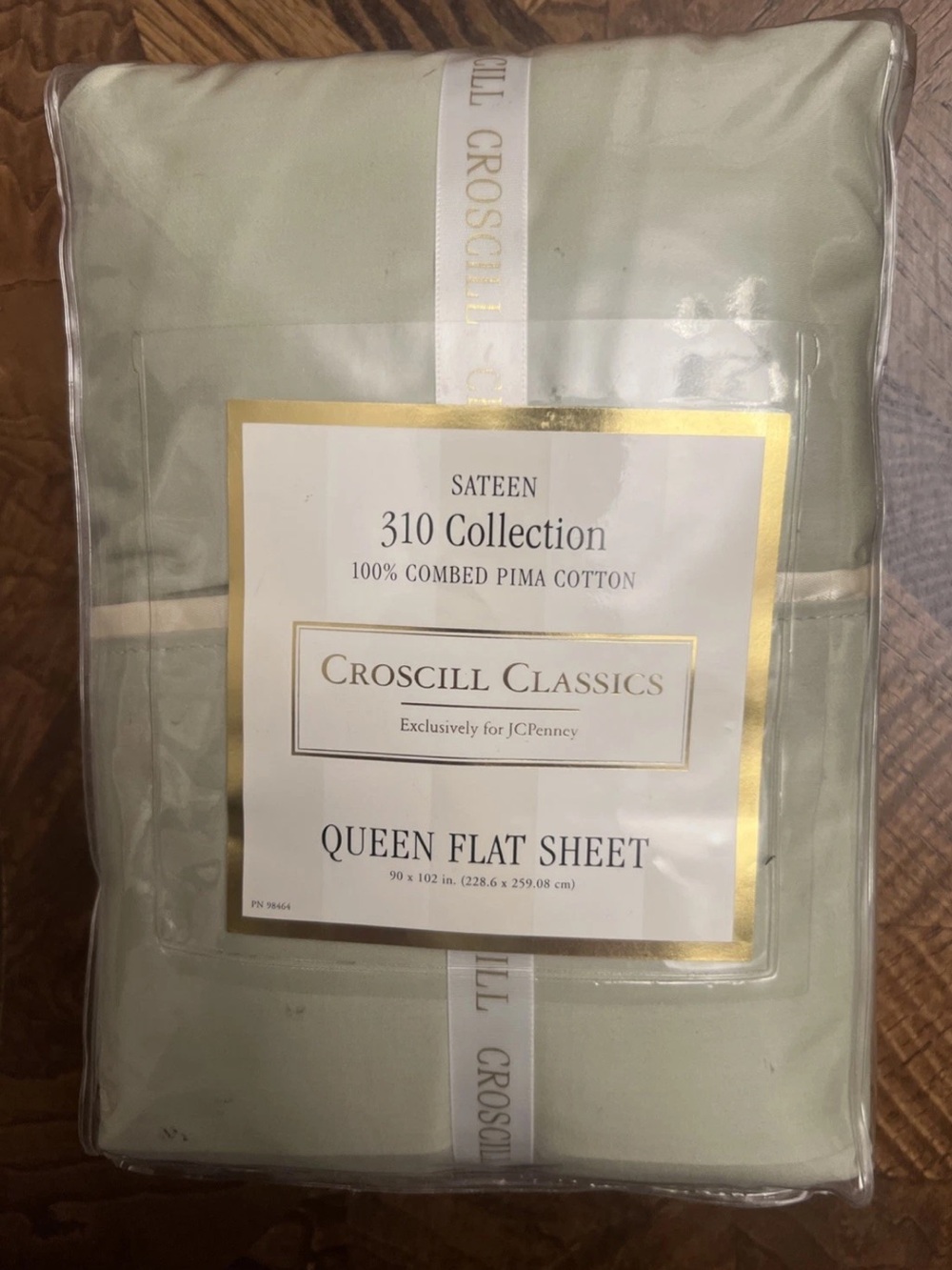 New Croscill Classics 310 Collection Queen Flat Sheet - Green - Made in Thailand
